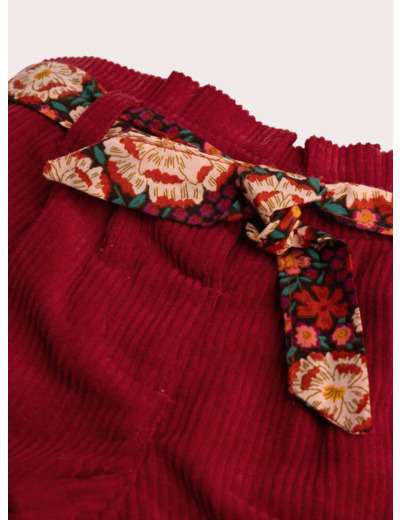 Short en velours rouge pour bébé fille