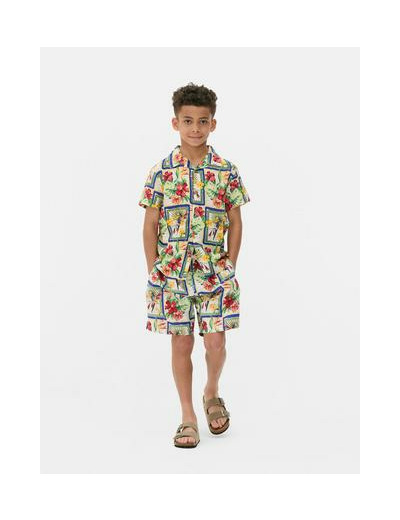 Short de bain carte postale tropicale ado garçon