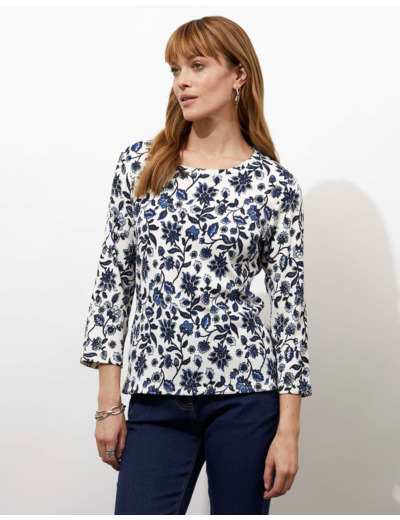 Top manches 3/4 imprimé MARINE Femme