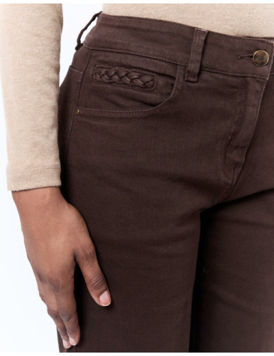 Pantalon long flare uni MARRON Femme