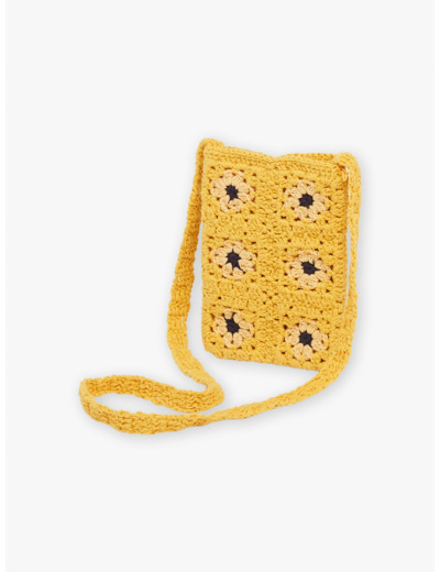 Sac besace en crochet jaune moutarde