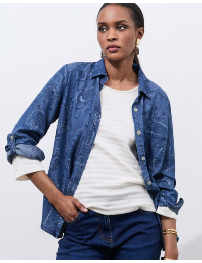 T-Shirt manches courtes en mélange coton uni ECRU Femme