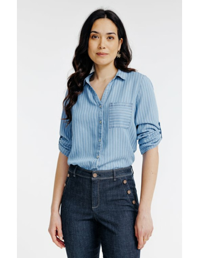 Chemise rayée en lyocell