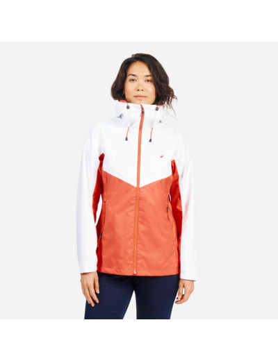 Veste de voile imperméable Femme - Sailing 100 blanc orange