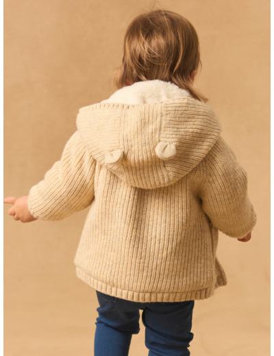 Veste à capuche en tricot  fourré