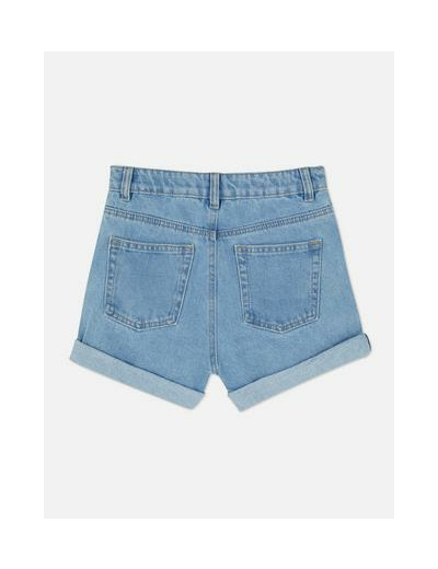 Shorts mom en denim à revers