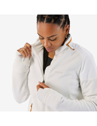 Polaire de randonnée chaude femme, MH500 Mountain blanc