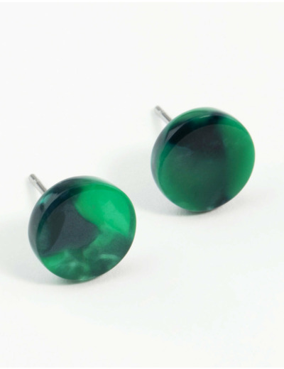 Green Resin Mini Circle Stud Earrings