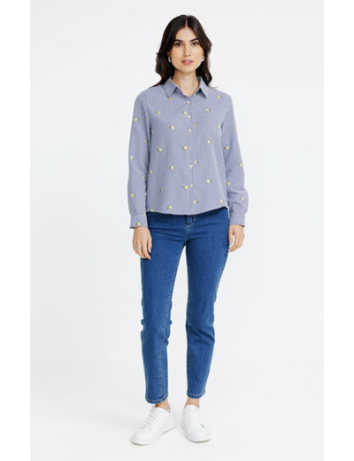 Chemise vichy avec broderie citron
