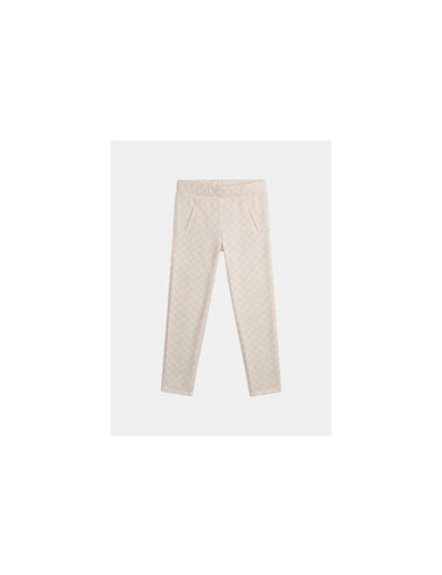 Pantalon doublé chaud à damier rose et écru pour fille