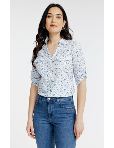 Chemise imprimée détails plumetis