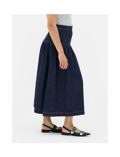 Jupe mi-longue évasée en jean