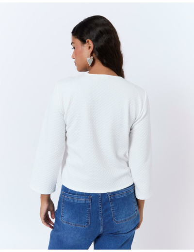 Gilet manches 3/4 uni BLANC Femme