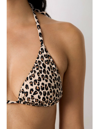 Triangle haut de maillot imprimé léopard