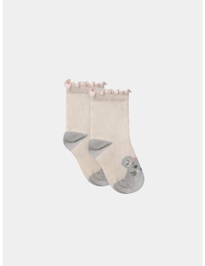Chaussettes écrues jacquard souris