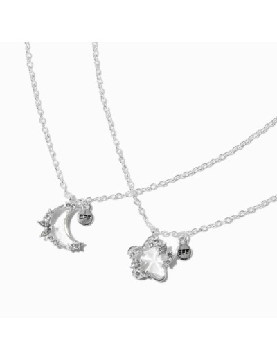 Colliers à pendentif étoile et lune strass best friends - Lot de 2