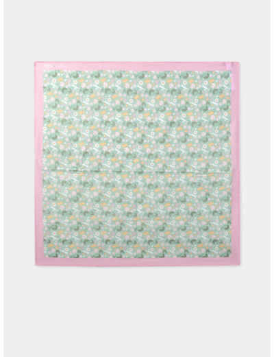 Foulard imprimé chats et fleurs
