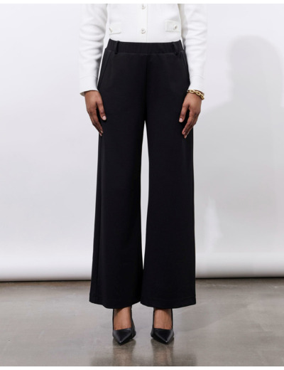 Pantalon long large unie NOIR Femme