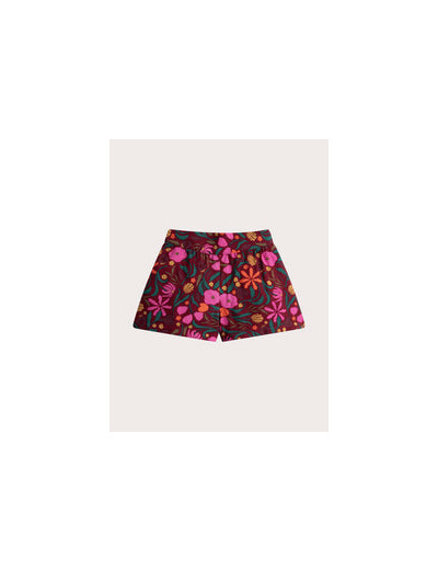 Short rouge imprimé fleuri pour fille