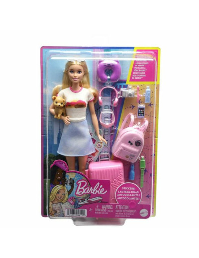 BARBIE - COFFRET POUPÉE MALIBU EN VOYAGE