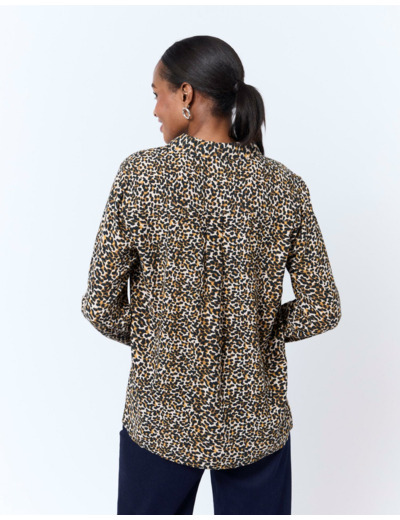 Chemisier manches longues imprimé léopard MARRON Femme