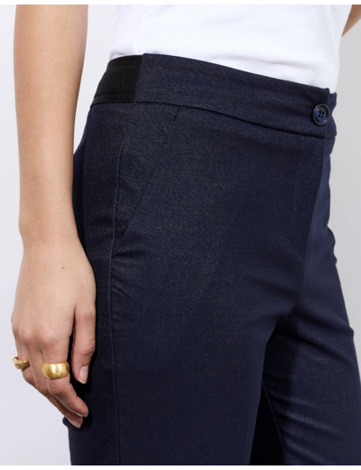 Pantalon 7/8 cigarette uni MARINE Femme