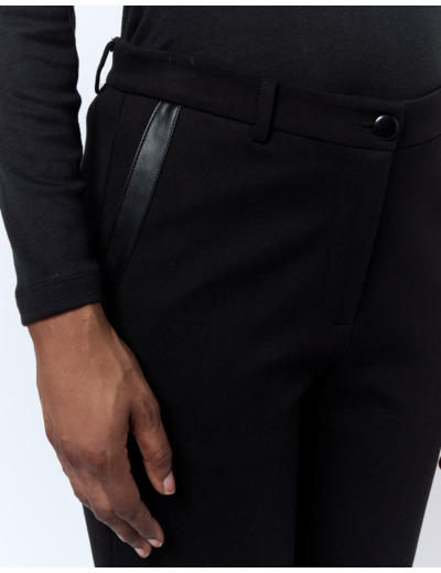 Pantalon 7/8 cigarette uni NOIR Femme