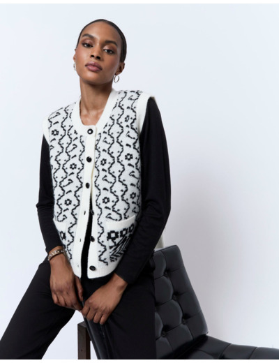 Gilet bicolore ECRU Femme