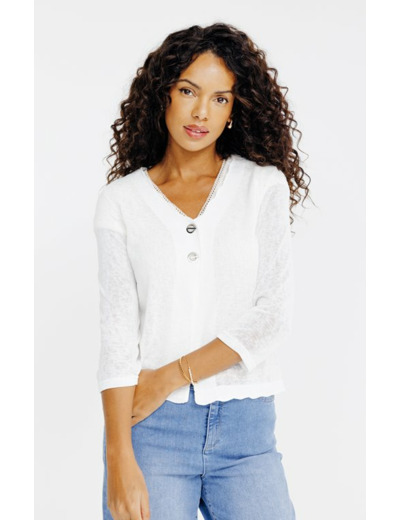 Cardigan détails festonnés