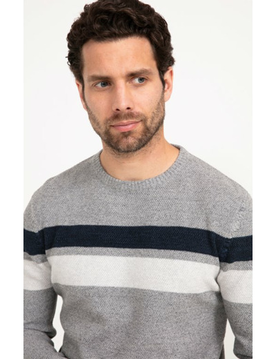 Pull Col Rond Rayé