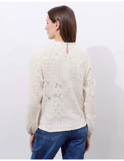 Top manches longues uni ECRU Femme