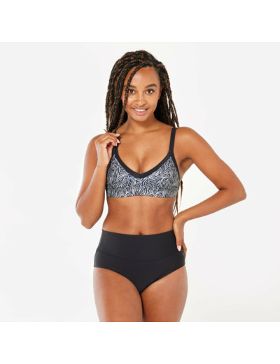 Bas de maillot de bain culotte taille haute natation Femme - Eva noir