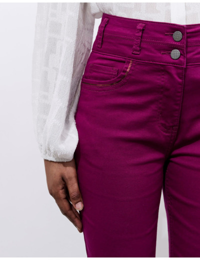 Pantalon 7/8 slim uni AUBERGINE Femme