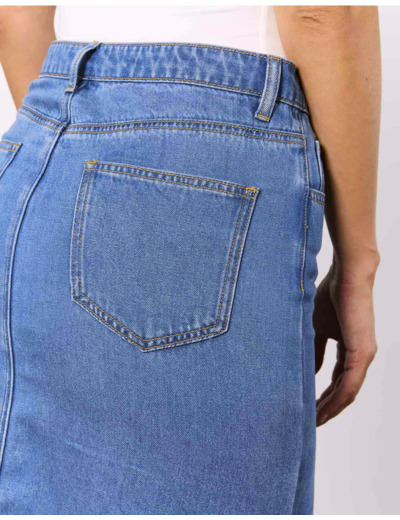 Jupe midi uni BLEU CLAIR