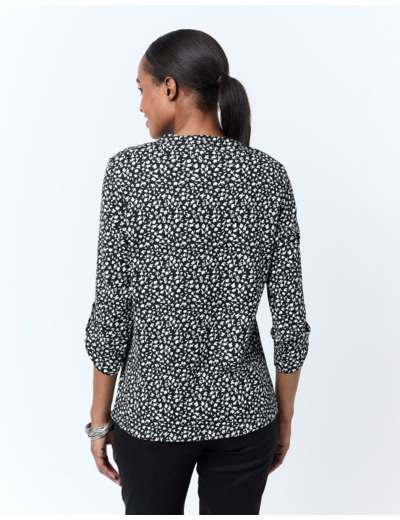 Top manches 3/4 bicolore NOIR Femme