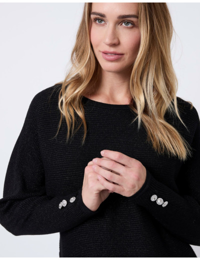 Pull fin uni NOIR Femme