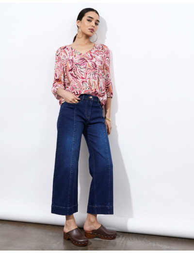 Blouse manches 3/4 imprimée ROSE Femme