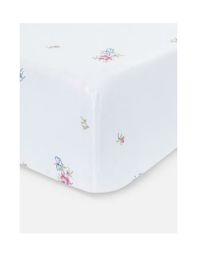 Drap-housse double à motif floral en point de croix