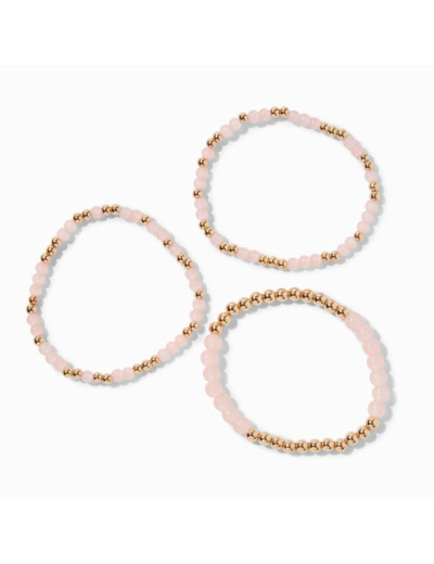 Bracelets élastiques perlés rose tendre - Lot de 3