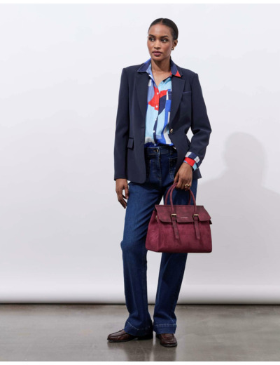 Chemisier manches longues imprimé BLEU Femme