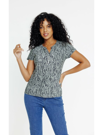 Tee-shirt manches courtes col mao