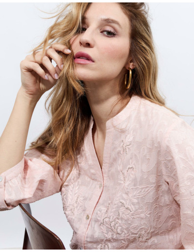 Blouse manches 3/4 unie ROSE Femme