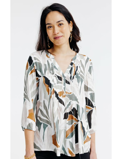 Tunique imprimée col mao