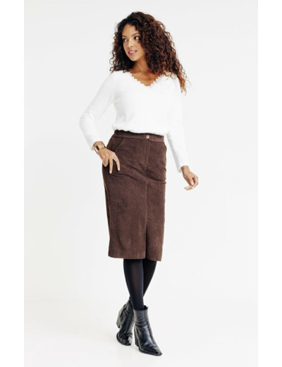 Jupe midi en velours
