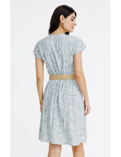 Robe cache-coeur avec ceinture rafia