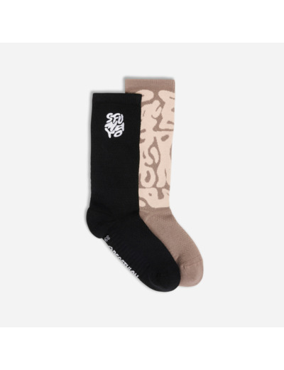 Chaussettes mi-mollet, noir et marron, lot de 2