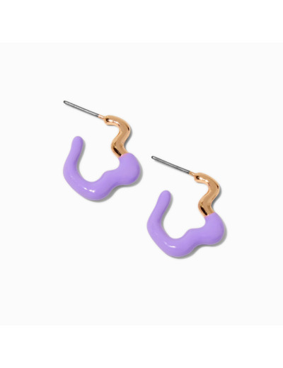 Créoles couleur dorée effet goutte violettes