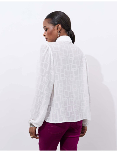 Blouse manches longues unie BLANC Femme