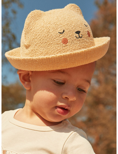 Chapeau naturel chiné en tricot de jersey