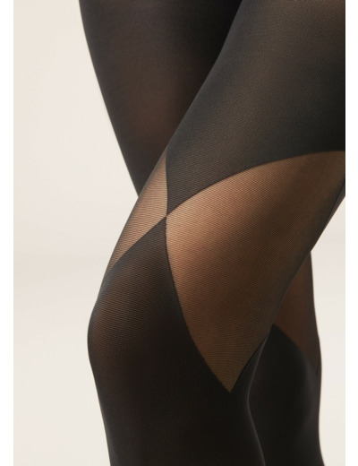 Collant opaque avec empiècements voile